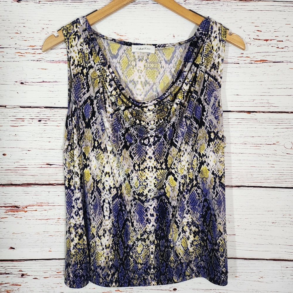 Calvin Klein Snake Print Cowl Tank Top